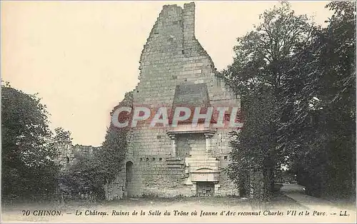 Cartes postales Chinon Le chateau Ruines de la Salle du trone ou jeanne d'Arc reconnut charles VII et le Parc