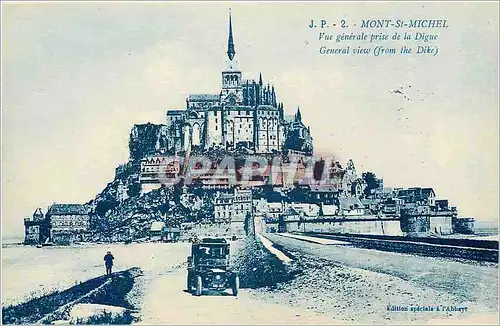 Ansichtskarte AK Mont St Michel vue generale prise de la Digue Automobile