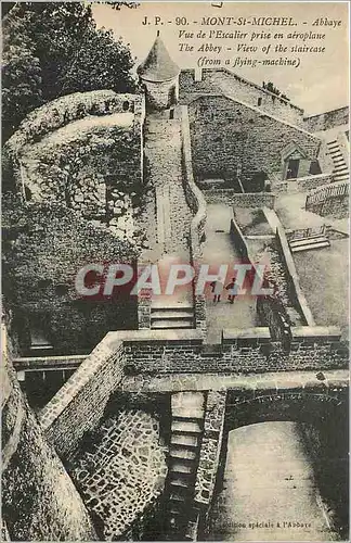 Cartes postales Mont St Michel Chapelle Abbaye Vue de l'Escalier prise en aeroplane