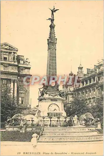 Cartes postales Bruxelles grand Place de Brouckera Monument Anspach