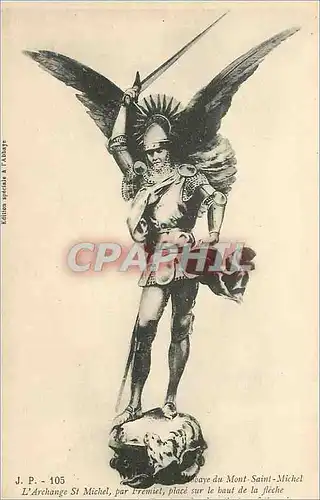 Cartes postales L' Archange St Mchel par fremiet place sur le haut de la fleche