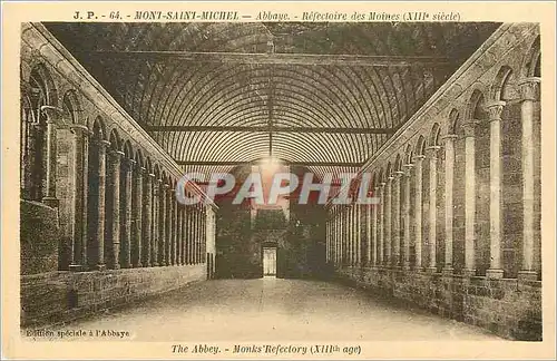 Cartes postales Mont Saint Michel Abbaye Refectoire des Moines XIIIe s