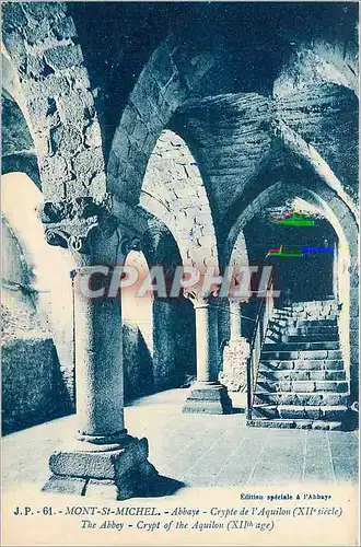 Cartes postales Mont Saint Michel Abbaye crypte de l'Aquilon XIIe siecle