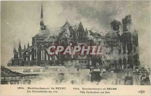 Ansichtskarte AK Bombardement de Reims La Cathedrale en feu