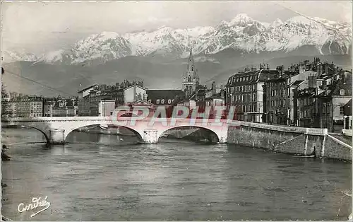 Cartes postales Les belles Alpes Francaises Genoble pont marius Gonird et les Alpes
