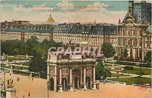 Cartes postales Paris le jardin des Tuilleries et l'Arc de triomphe du carrousel