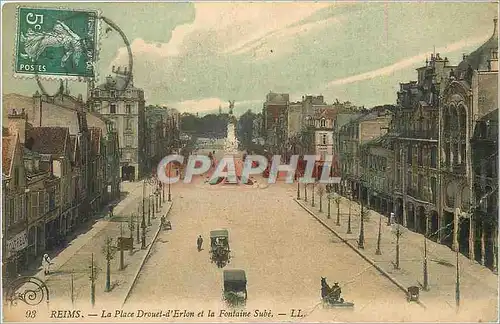 Cartes postales Reims La place drouet d'Erlon et le Fontaine Sube