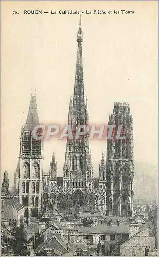 Cartes postales Rouen La cathedrale la fleche et les Tours