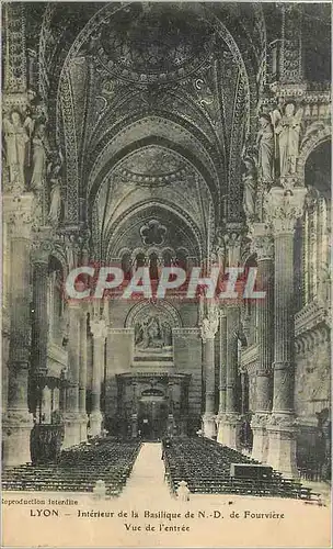 Cartes postales Lyon Interieur de la basilique de ND de Fourviere vue de l'entr�e