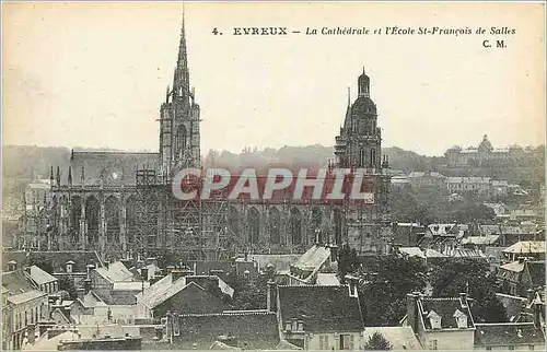 Ansichtskarte AK Evreux La Cathedrale et l'Ecole St Francois de Salles
