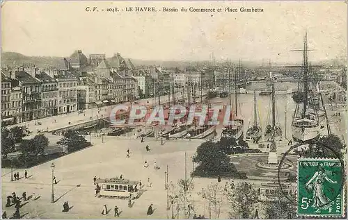 Cartes postales Le Havre Bassin du Commerce et Place Gambetta