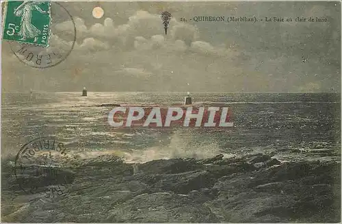Cartes postales Quiberon Morbihan La Baie au clair de lune