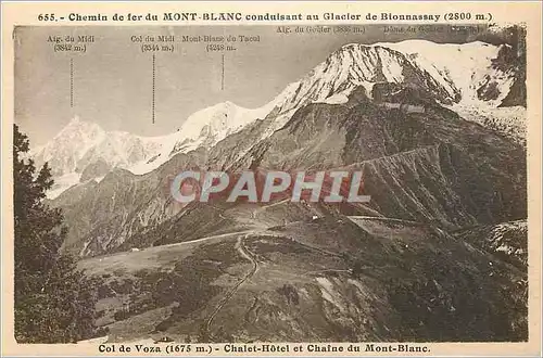 Cartes postales Chemin de fer du Mont Blanc conduisant au Glacier de Bionnassay Col de Voza Chalet Hotel et Chai