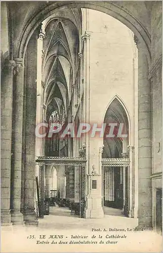 Cartes postales Le Mans Interieur de la Cathedrale Entree des deux deambulatoires du Choer