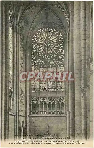 Cartes postales Le Mans Interieur de la Cathedrale La Grande rose transept septentrional