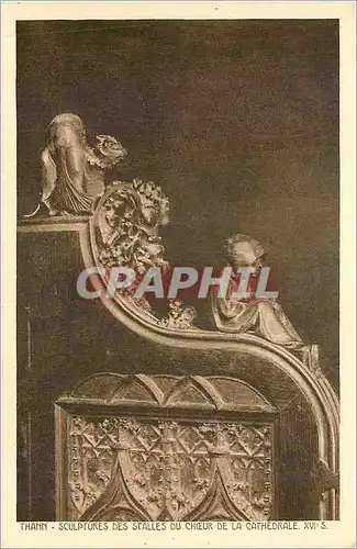 Ansichtskarte AK Thann Sculptures des Stalles du Choeur de la Cathedrale XVI