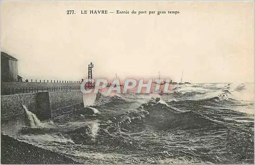 Cartes postales Le Havre Entree du port par gros temps