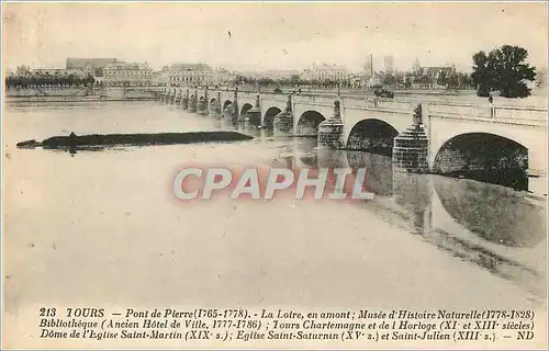 Cartes postales Tours Pont de Pierre La Loire en amont Musee d'Histoire Naturelle