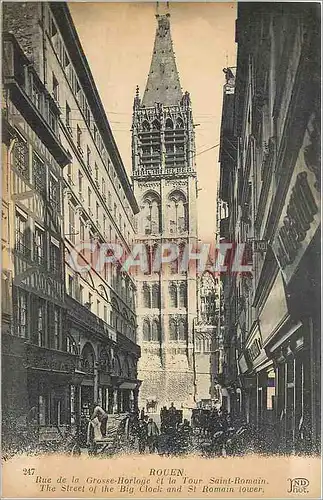 Cartes postales Rouen Rue de la Grosse Horloge et la Tour Saint Romain