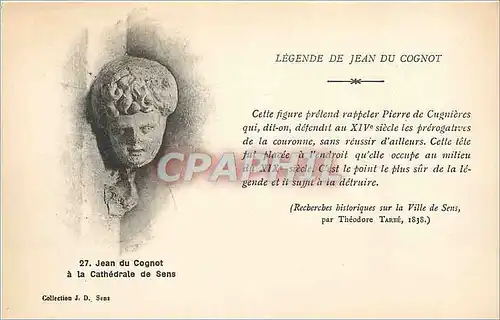 Cartes postales Jean du Cognot a la Cathedrale de Sens