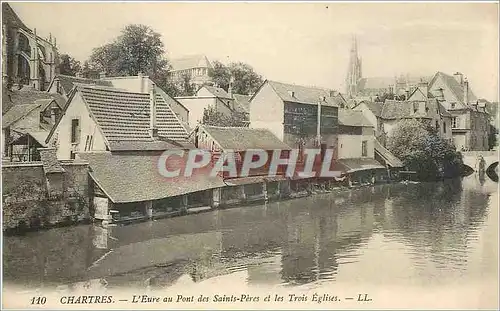 Cartes postales Chartres L'Eure au Pont des Saint Peres et les Trois Eglises