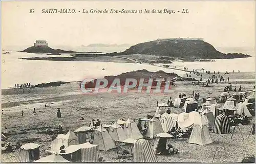 Ansichtskarte AK Saint Malo La Greve de Bon Secours et les deux Beys