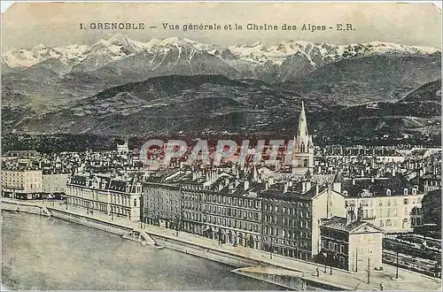 Cartes postales Grenoble Vue generale et la Chaine des Alpes