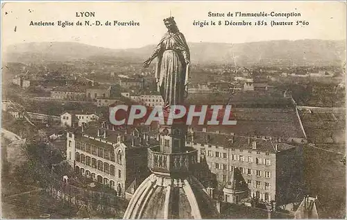 Cartes postales Lyon Ancienne Eglise de ND de Fourviere Statue de l'Immaculee Conception