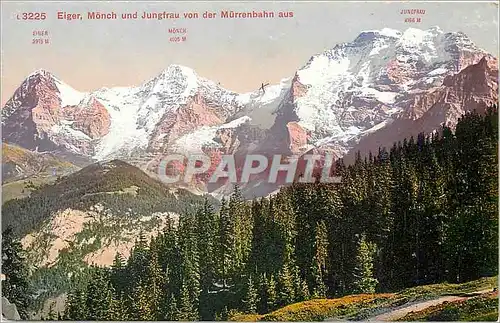 Ansichtskarte AK Eiger Monch und Jungfrau von der Murrenbahn aus