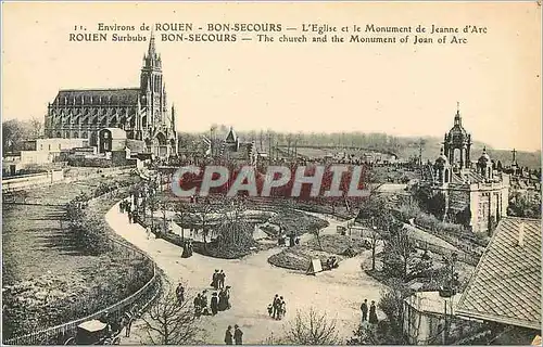 Cartes postales Environs de Rouen Bon Secours L'Eglise et le Monument de Jeanne d'Arc Rouen Surbubs Bon Secours