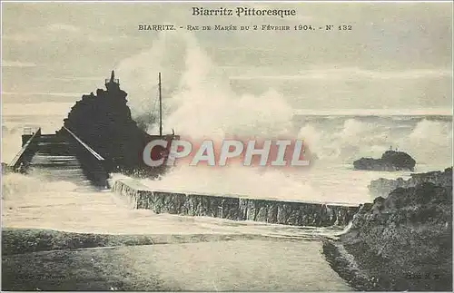 Ansichtskarte AK Biarritz Raz de Maree du 2 Fevrier