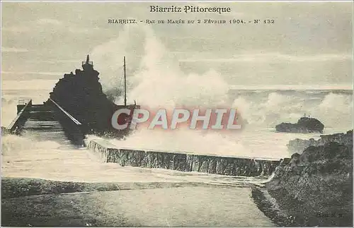 Cartes postales Biarritz Raz de Maree du 2 Fevrier