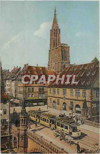 Ansichtskarte AK Strasbourg Vue sur le Musee Historique et la cathedrale Tramway