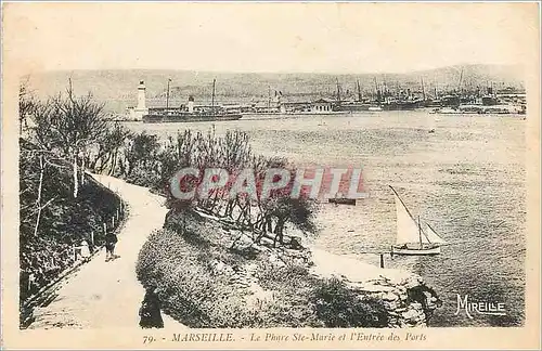 Cartes postales Marseille Le Phare Ste Marie et l'Entree des Ports