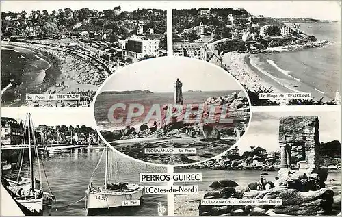 Cartes postales moderne Perros Guirec Cotes du Nord  La plage de Trestraou Trestrignel Le port Ploumanach Bateaux