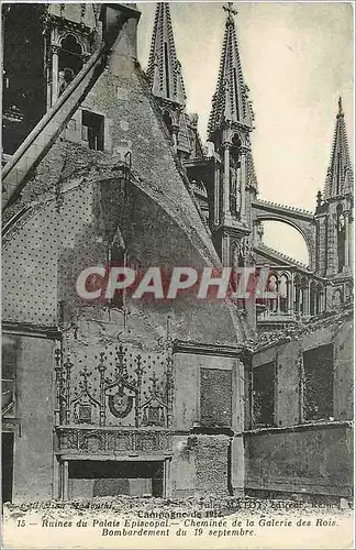 Ansichtskarte AK Ruines du Palais Episcopal Cheminee de la Galerie des Rois Reims