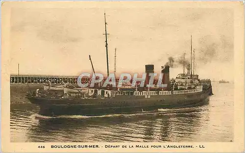 Cartes postales Boulogne sur Mer Depart de la Malle Pour l'Angleterre Bateau