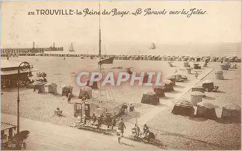 Ansichtskarte AK Trouville La Reine des Plages Les Parasols vers les Jetees