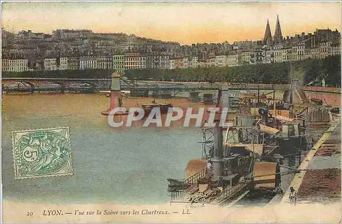 Cartes postales Lyon Vue sur la Saone vers les Chartreux Bateaux