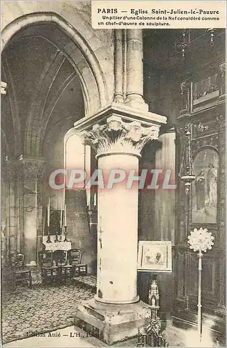 Cartes postales Paris Eglise Saint Julien le Pauvre Un pilier d'une colonne de la nef