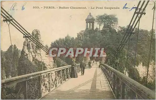 Cartes postales Paris Buttes Chaumont Le Pont Suspendu