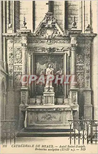 Ansichtskarte AK Cathedrale de Meaux Autel Saint Joseph Boiseries sculptees