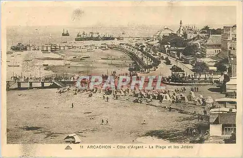 Cartes postales Arcachon Cote d'Argent La Plage et les Jetees