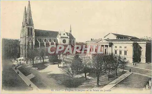 Ansichtskarte AK Pau L'Eglise St Jacques et le Palais de Justice