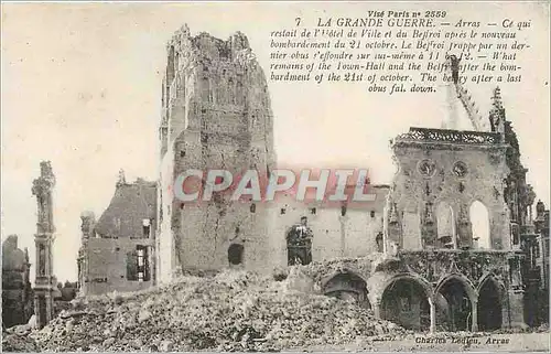 Cartes postales La Grande Guerre Arras Ce qui restail de l'Hotel de Ville