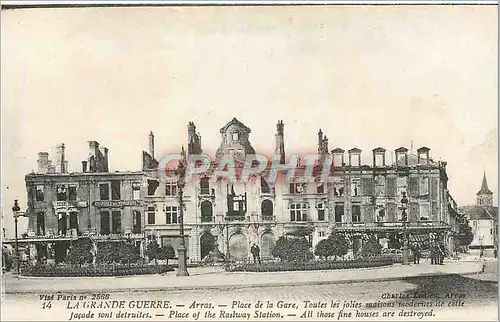Cartes postales La Grande Guerre Arras Place de la Gare