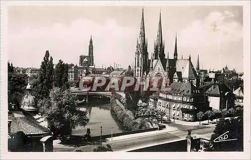 Ansichtskarte AK Strasbourg Eglise Protestante St Paul et la Cathedrale