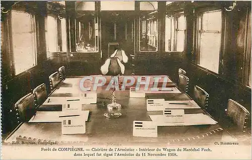 Cartes postales Foret de Compiegne Clairiere de l'Armistice Interieur du Wagon du Marechal Foch