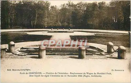 Ansichtskarte AK Foret de Compiegne Clairiere de l'Armistice Emplacement du Wagon du Marechal Foch