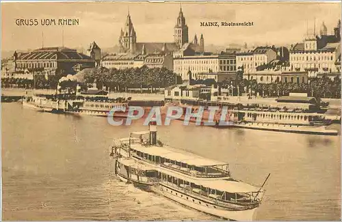 Cartes postales Gruss vom Rhein Mainz Rheinansicht Bateaux